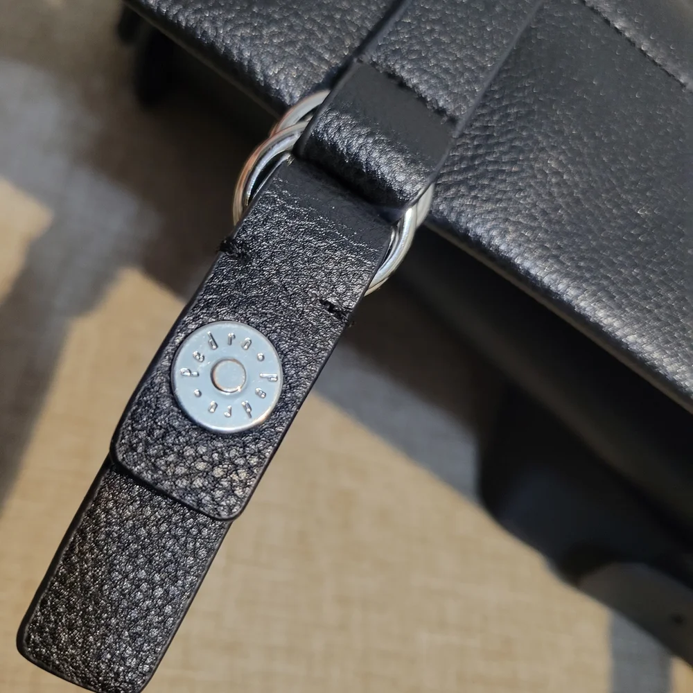 PEDRO Black Genuine Leather Briefcase Bag